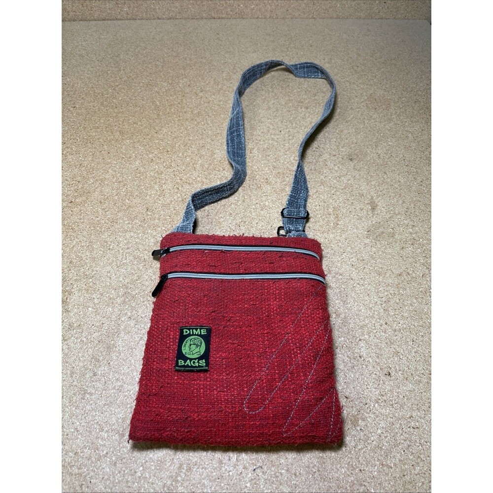 DIME BAGS Unisex Stash Purse Red Crossbody Hemp Blend 5-Pockets